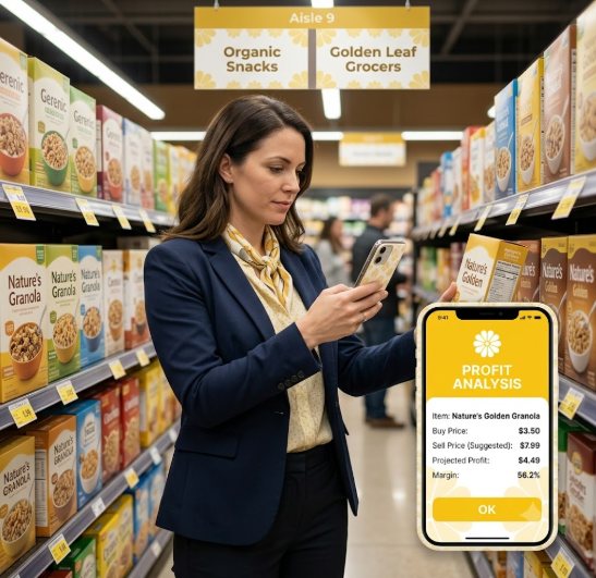 Retail arbitrage: scanning a product in-store with profit analysis